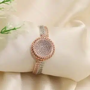 Rose Gold Spiral Detail Watch Kada Bracelet