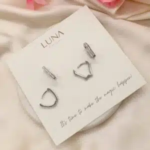 Silver Zircon Abstract Earrings