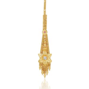 White Stone Mang Tika – one gram gold-plated Jewellery Finish